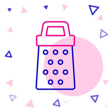 Çizgi Grater simgesi beyaz arkaplanda izole edildi. Mutfak sembolü. Mutfak aletleri. Çatal bıçak seti. Renkli taslak konsepti. Vektör