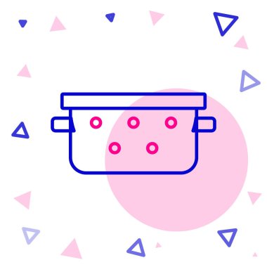 Line Kitchen süzgeç simgesi beyaz arkaplanda izole edildi. Mutfak aletleri. Çatal bıçak seti. Renkli taslak konsepti. Vektör