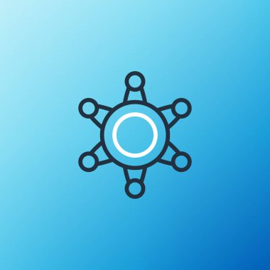 Hat Hat Hexagram Şerif ikonu mavi arka planda izole edildi. Polis rozeti ikonu. Renkli taslak konsepti. Vektör