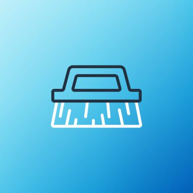 Temizleme simgesi için çizgi fırçası mavi arkaplanda izole edildi. Renkli taslak konsepti. Vektör