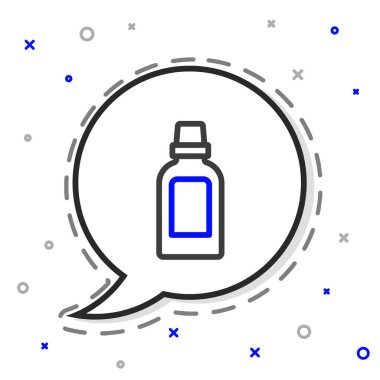 Çamaşır deterjanı, çamaşır suyu, bulaşık deterjanı ya da beyaz arka planda izole edilmiş başka bir temizlik malzemesi için çizgi plastik şişe. Renkli taslak konsepti. Vektör