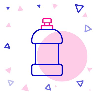 Çamaşır deterjanı, çamaşır suyu, bulaşık deterjanı ya da beyaz arka planda izole edilmiş başka bir temizlik malzemesi için çizgi plastik şişe. Renkli taslak konsepti. Vektör