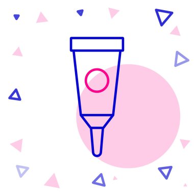 Beyaz arkaplanda çizgi kremi ya da losyon kozmetik tüp simgesi izole edilmiş. Kadınlar için vücut bakım ürünleri. Renkli taslak konsepti. Vektör