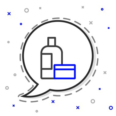 Beyaz arkaplanda çizgi kremi ya da losyon kozmetik tüp simgesi izole edilmiş. Kadınlar için vücut bakım ürünleri. Renkli taslak konsepti. Vektör