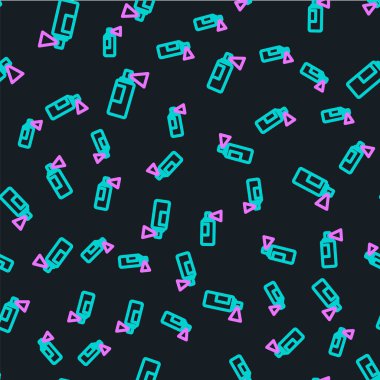 Çizgi parfüm ikonu siyah arkaplanda izole edilmiş kusursuz desen. Vektör