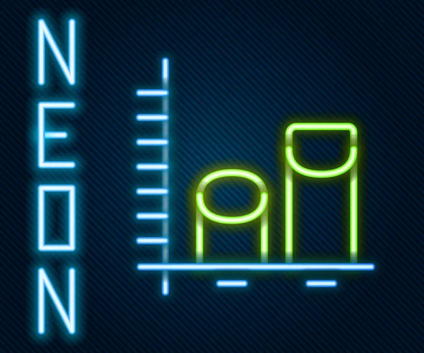 Glödande neon line Dataanalysikon isolerad på svart bakgrund. Färgstarkt skisskoncept. Vektor — Stock vektor