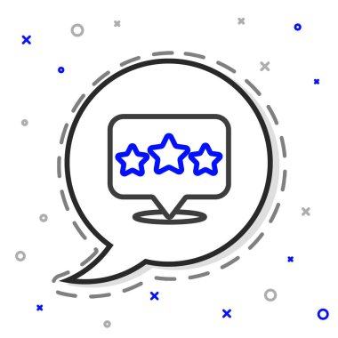 Beşinci Satır: Müşteri Ürün Değerlendirme simgesi beyaz arkaplanda izole edildi. Favori, en iyi derecelendirme, ödül sembolü. Renkli taslak konsepti. Vektör