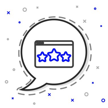 Beşinci Satır: Müşteri Ürün Değerlendirme simgesi beyaz arkaplanda izole edildi. Favori, en iyi derecelendirme, ödül sembolü. Renkli taslak konsepti. Vektör