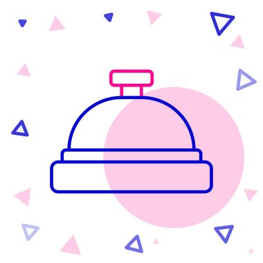 Line Otel servis çanı simgesi beyaz arkaplanda izole edildi. Resepsiyon zili. Renkli taslak konsepti. Vektör