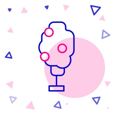 Beyaz arkaplanda elma ikonu olan çizgi ağacı. Tarım fabrikası. Organik tarım ürünü. Bahçe teması. Renkli taslak konsepti. Vektör