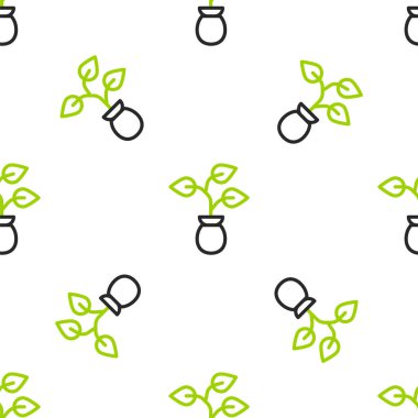 Çizgi Bitkisi simgesi beyaz arkaplandaki kusursuz deseni izole etti. Tohum ve tohum. İşaret bırakıyor. Yaprak doğası. Vektör