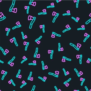 Tahta çizgili balta simgesi siyah arkaplanda izole edilmiş. Oduncu baltası. Vektör