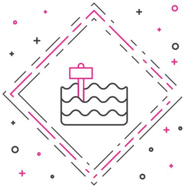 Çizgi Bahçesi yatağı ya da tarımsal yatak ikonu beyaz arka planda izole edilmiş. Renkli taslak konsepti. Vektör