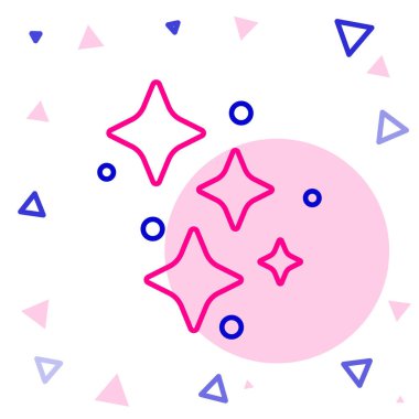 Beyaz arka planda izole edilmiş sihirli parçacık simgesine sahip çizgi parlayan yıldızlar. Sihirli noel süsü. Renkli taslak konsepti. Vektör