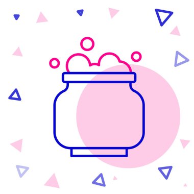 Çizgi cadısı kazan simgesi beyaz arkaplanda izole edildi. Mutlu Cadılar Bayramı Partisi. Renkli taslak konsepti. Vektör