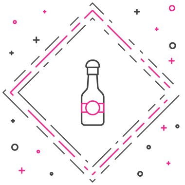 Şampanya şişesi simgesi beyaz arka planda izole edilmiş. Mutlu Noeller ve mutlu yıllar. Renkli taslak konsepti. Vektör