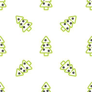 Süsleme ikonlu çizgi Noel ağacı beyaz arka planda izole edilmiş pürüzsüz desen. Mutlu Noeller ve mutlu yıllar. Vektör