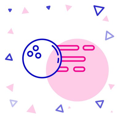 Çizgi bowling topu simgesi beyaz arkaplanda izole edildi. Spor malzemeleri. Renkli taslak konsepti. Vektör