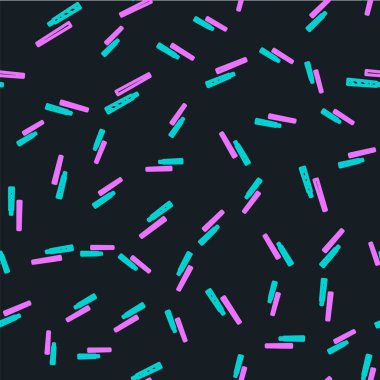 Line Billiard cue icon isolated seamless pattern on black background. Vector