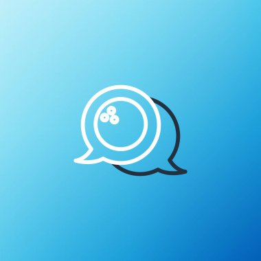 Bowling topu simgesi mavi arkaplanda izole edildi. Spor malzemeleri. Renkli taslak konsepti. Vektör