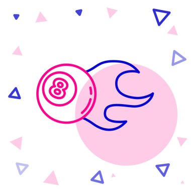 Bilardo bilardo topu. Beyaz arka planda 8 numaralı ikon izole edilmiş. Renkli taslak konsepti. Vektör