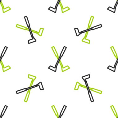 Çizgiyi aşan golf sopası ikonu beyaz arka planda izole edilmiş pürüzsüz desen. Vektör