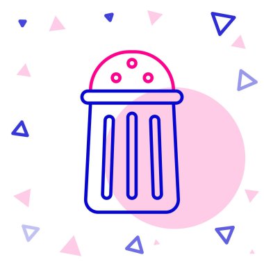 Beyaz arkaplanda çizgi tuzu simgesi izole edildi. Yemek pişirme baharatları. Renkli taslak konsepti. Vektör