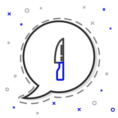 Barbekü bıçağı simgesi beyaz arkaplanda izole edildi. Mutfak bıçağı ikonu. Barbekü bıçağı işareti. Barbekü ve ızgara aleti. Renkli taslak konsepti. Vektör