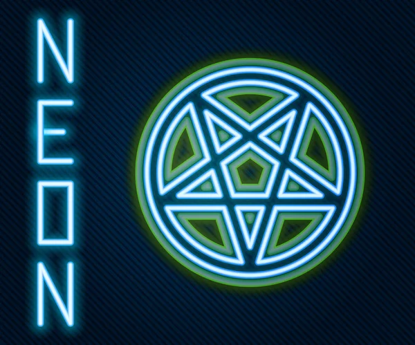 Világító neon vonal Pentagram egy kör ikon elszigetelt fekete háttér. Varázslatos okkult csillag szimbólum. Színes vázlat koncepció. Vektor — Stock Vector