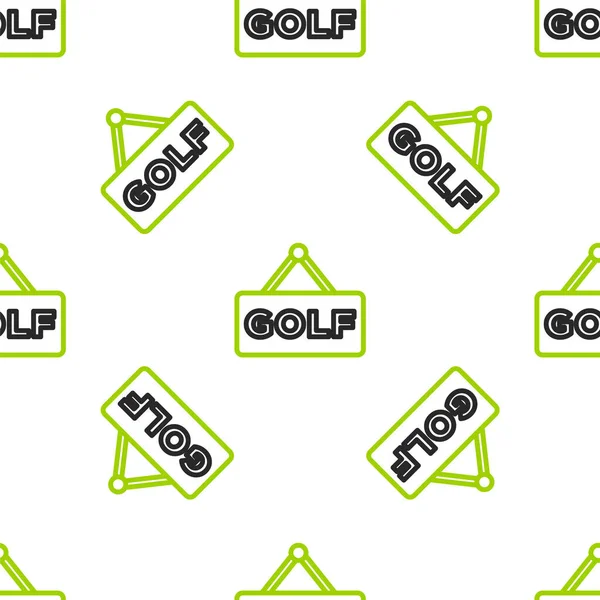 Line Golf label pictogram geïsoleerd naadloos patroon op witte achtergrond. Vector — Stockvector