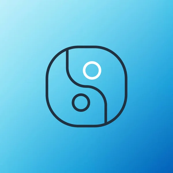 Ligne Yin Yang symbole de l'harmonie et l'icône de l'équilibre isolé sur fond bleu. Concept de contour coloré. Vecteur — Image vectorielle