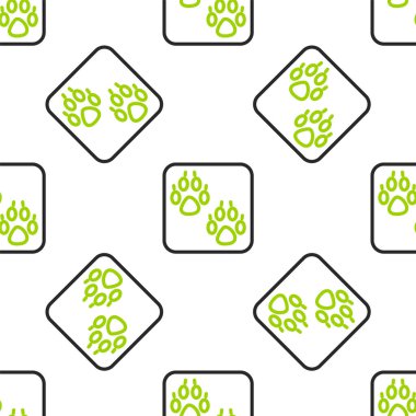 Çizgi Paw yazdırma simgesi beyaz arkaplanda izole edilmiş kusursuz desen. Köpek ya da kedi pençesi izi. Hayvan izleri. Vektör