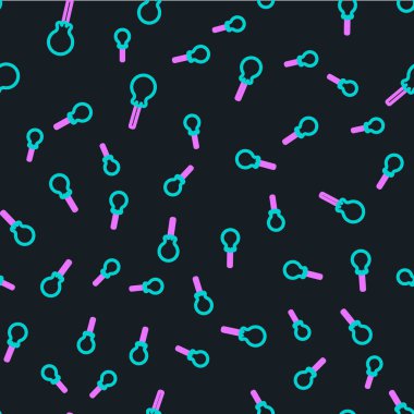 Line Lolipop simgesi siyah arkaplanda kusursuz desen izole etti. Yemek, lezzetli bir sembol. Vektör