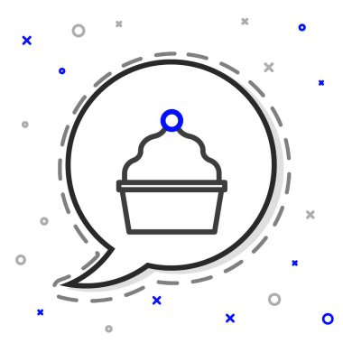 Satır Keki simgesi beyaz arkaplanda izole edildi. Doğum günün kutlu olsun. Renkli taslak konsepti. Vektör