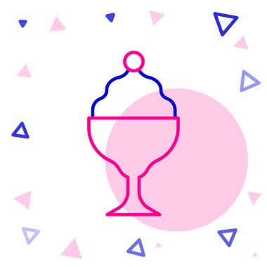 Beyaz arka planda izole edilmiş kase ikonundaki çizgi dondurma. Güzel sembol. Renkli taslak konsepti. Vektör