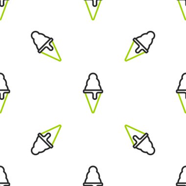 Waffle konisi ikonunda çizgi dondurması beyaz arka planda izole edilmiş pürüzsüz desen. Güzel sembol. Vektör