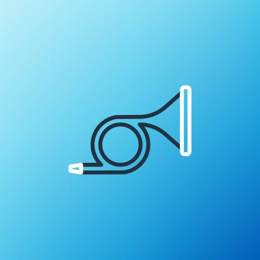 Çizgi müzik aleti trompet ikonu mavi arka planda izole edildi. Renkli taslak konsepti. Vektör