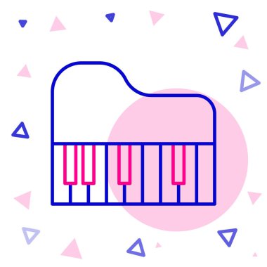 Beyaz arkaplanda Büyük Piyano simgesi izole edildi. Müzik aleti. Renkli taslak konsepti. Vektör