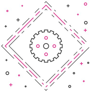 Beyaz arkaplanda izole edilmiş çizgi bisikletli sproket kolu simgesi. Renkli taslak konsepti. Vektör