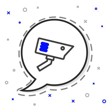 Güvenlik kamerası simgesi beyaz arkaplanda izole edildi. Renkli taslak konsepti. Vektör