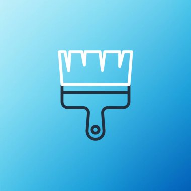 Çizgi fırçası simgesi mavi arkaplanda izole edildi. Renkli taslak konsepti. Vektör