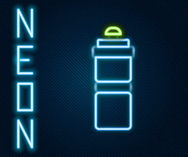 Gloeiende neon lijn Sport fles met water pictogram geïsoleerd op zwarte achtergrond. Kleurrijk concept. Vector — Stockvector