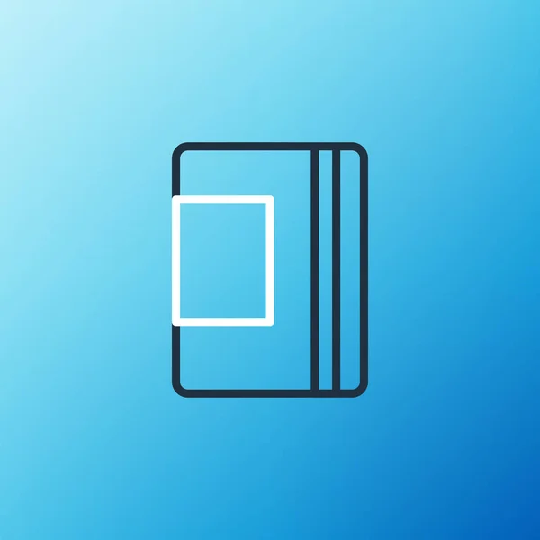 Line Notebook Icon isoliert auf blauem Hintergrund. Spirale Notizblock-Symbol. Schulheft. Schreibblock. Tagebuch für die Schule. Buntes Rahmenkonzept. Vektor — Stockvektor