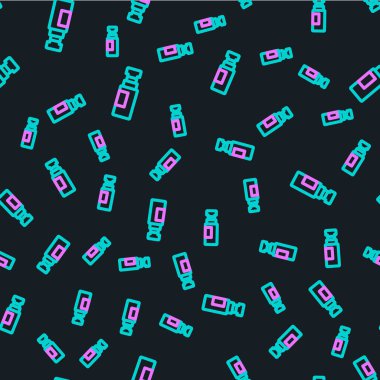 Çizgi İşaretleyici kalem simgesi siyah arkaplanda izole edilmiş. Vektör