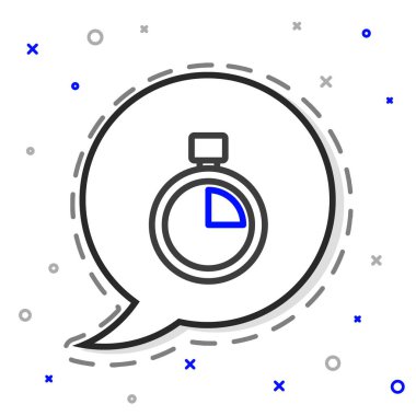 Çizgi Kronometresi simgesi beyaz arkaplanda izole edildi. Zaman göstergesi. Kronometre işareti. Renkli taslak konsepti. Vektör