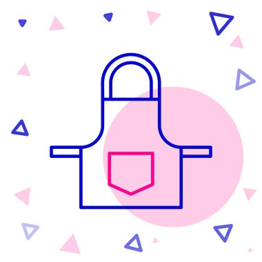 Line Kitchen önlük simgesi beyaz arkaplanda izole edildi. Yemek pişirmek için şef üniforması. Renkli taslak konsepti. Vektör