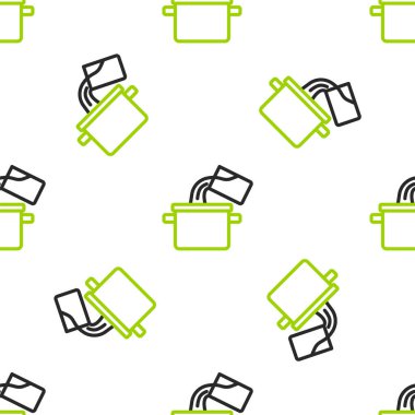 Hat pişirme ikonu beyaz arkaplanda izole edilmiş kusursuz desen. Haşlama ya da güveç besin sembolü. Vektör