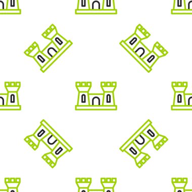 Çizgi Kum Kalesi simgesi beyaz arkaplanda izole edilmiş kusursuz desen. Vektör