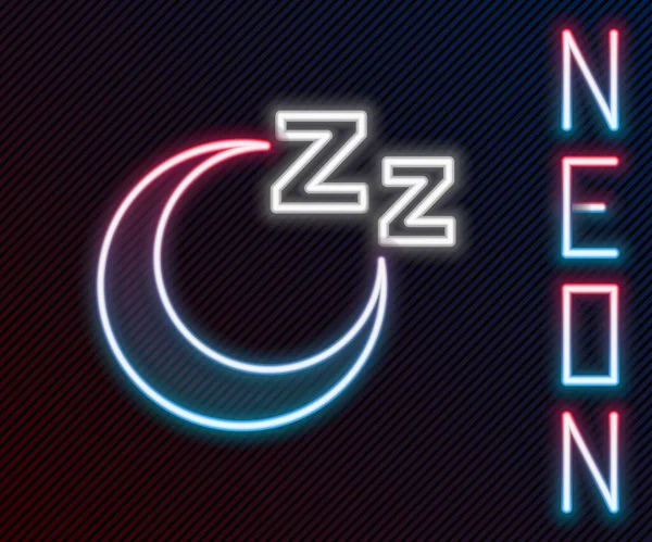 Parlayan neon hattı siyah arkaplanda izole edilmiş uyku ikonu zamanı. Uykulu Zzzz. Sağlıklı bir yaşam tarzı. Renkli taslak konsepti. Vektör — Stok Vektör