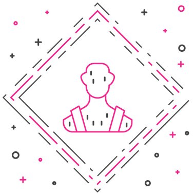 Ya insan vücut ısısı yüksek olur ya da beyaz arka planda ateş ikonu izole edilir. Hastalık, soğuk algınlığı, grip belirtileri. Renkli taslak konsepti. Vektör.